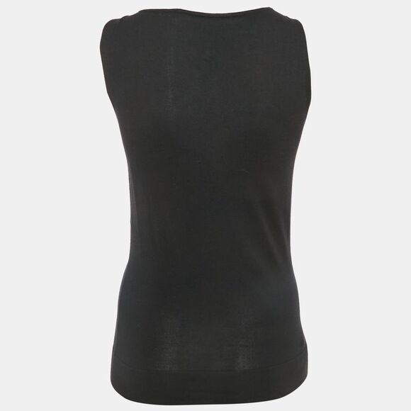 Gucci Black Stretch Knit V-Neck Sleeveless Top S